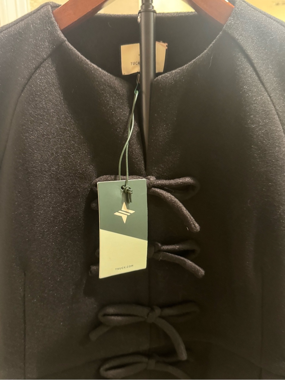 Tuckernuck Blair Black Bow-Accent Coat Dress Size Large - Picture 9 of 10